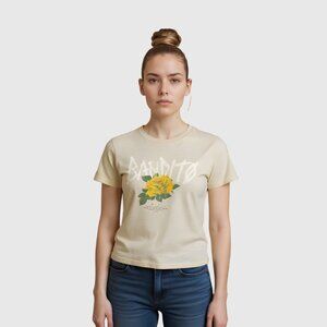 Unique and rare BANDITO TOUR cotton TEE with Yellow Roses Size US M